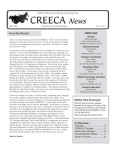 April[removed]CREECA News • 1 Center for Russia, East Europe, and Central Asia  April 2001