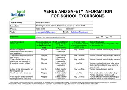 Microsoft Word - School Excursion Venue & Safety Info.doc