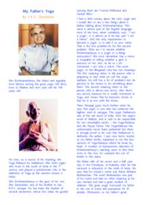 (among them are Yvonne Millerand and  Gerard Blitz).  My Father’s Yoga  By T.K.V. Desikachar 