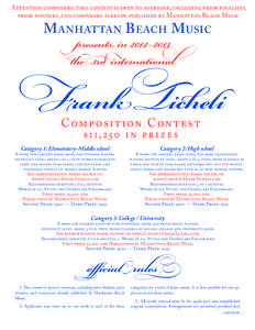Attention composers: this contest is open to everyone, including prior finalists, prior winners, and composers already published by Manhattan Beach Music