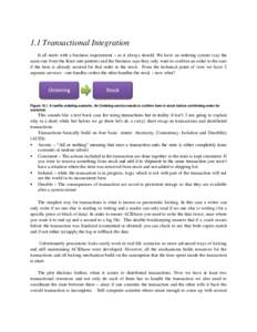 1.1 Transactional Integration It all starts with a business requirement – as it always should. We have an ordering system (say the same one from the Knot anti-pattern) and the business says they only want to confirm an