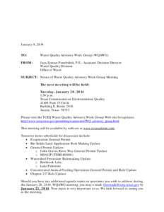 January 9, 2014 TO: Water Quality Advisory Work Group (WQAWG)  FROM: