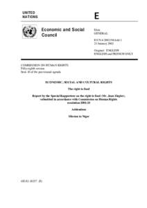 UNITED NATIONS E Economic and Social Council