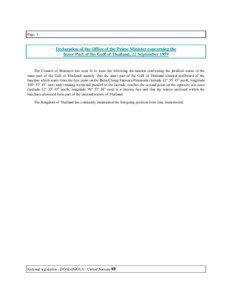 Page 1  Declaration of the Office of the Prime Minister concerning the