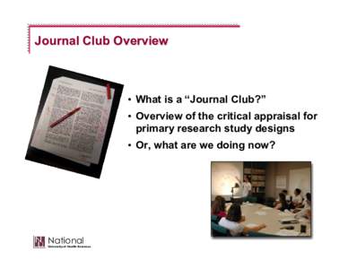 Microsoft PowerPoint - 07.01b Journal Club & Critical Appraisal Overview 2008Sp.ppt