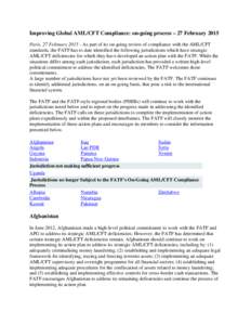 Business / Terrorism financing / Financial Action Task Force on Money Laundering / Money laundering / Crime / Economics / Confiscation / Asia/Pacific Group on Money Laundering / Financial regulation / Tax evasion / Organisation for Economic Co-operation and Development