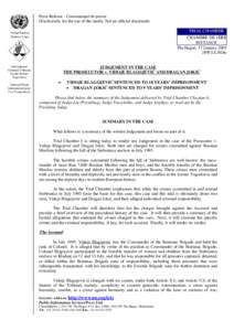 Press Release . Communiqué de presse (Exclusively for the use of the media. Not an official document) TRIAL CHAMBER United Nations Nations Unies