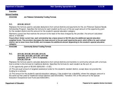 Department of Education  Main Operating Appropriations Bill H. B. 59