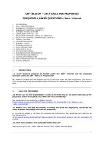 CEF TELECOM – 2014 CALLS FOR PROPOSALS FREQUENTLY ASKED QUESTIONS – Safer Internet[removed].