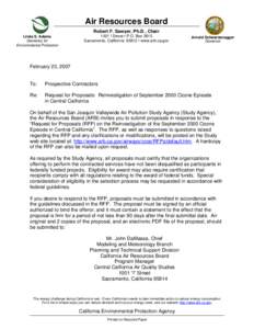 Air Resources Board Robert F. Sawyer, Ph.D., Chair Linda S. Adams Secretary for Environmental Protection