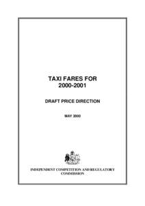 TAXI FARES FORDRAFT PRICE DIRECTION MAYINDEPENDENT COMPETITION AND REGULATORY