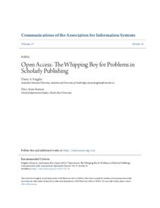 Open Access: The Whipping Boy for Problems in Scholarly Publishing