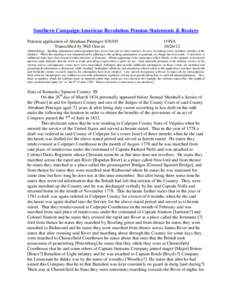 Southern Campaign American Revolution Pension Statements & Rosters Pension application of Abraham Pittenger S38305 Transcribed by Will Graves f19VA[removed]