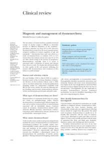 Clinical review  Diagnosis and management of dysmenorrhoea Michelle Proctor, Cynthia Farquhar  Cochrane