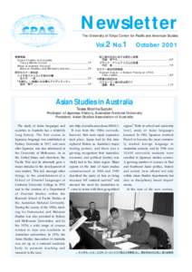 Newsletter The University of Tokyo Center for Pacific and American Studies Vol.2 No.1 巻頭寄稿 Asian Studies in Australia