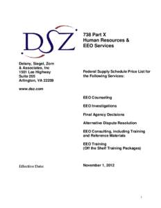 738 Part X Human Resources & EEO Services Delany, Siegel, Zorn & Associates, Inc