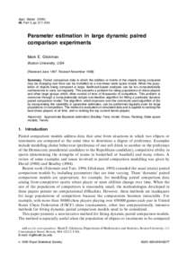 Appl. Statist, Part 3, pp. 377^394 Parameter estimation in large dynamic paired comparison experiments Mark E. Glickman