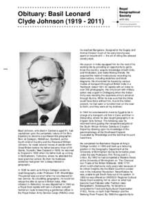 Obituary: Basil Leonard Clyde Johnson[removed]he reached Bangalore. Assigned to the Supply and Animal Division much of his early training was spent on bicycle drill — the art of riding two-abreast