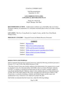 COASTAL CONSERVANCY Staff Recommendation September 22, 2011 LOS CERRITOS WETLANDS: CONCEPTUAL RESTORATION PLAN Project No[removed]