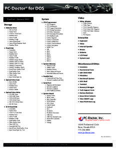 PC-Doctor® for DOS Test List – January 2013 System  CPU/Coprocessor