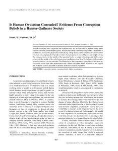 Archives of Sexual Behavior, Vol. 33, No. 5, October 2004, pp. 427–432 ( C[removed]Is Human Ovulation Concealed? Evidence From Conception