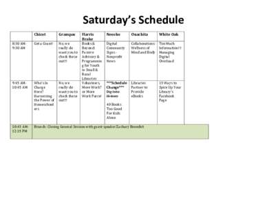 Saturday’s Schedule Chicot Grampas  Harris