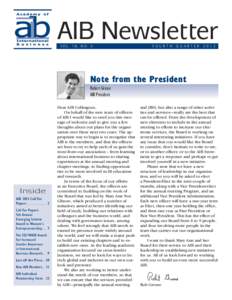 AIB Newsletter VOL. 18, NO. 4 FOUR T H  QUAR T E R