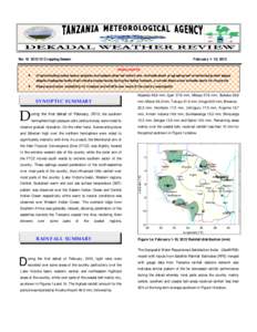 No: [removed]Cropping Season   HIGHLIGHTS Crops including maize, beans, sorghum and cassava observed mainly over unimodal sector progressing well at advanced growth stages