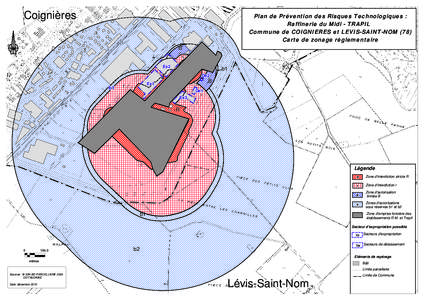 Coignières  Plan de Prévention des Risques Technologiques : Raffinerie du Midi - TRAPIL Commune de COIGNIERES et LEVIS-SAINT-NOM (78) Carte de zonage règlementaire