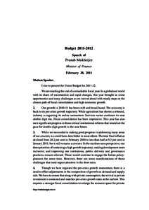 1  Budget[removed]Speech of  Pranab Mukherjee