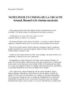 Raymonde CARASCO  NOTES POUR UN CINEMA DE LA CRUAUTE