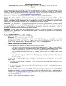 Version Tracking Document for ENERGY STAR Qualified Homes, Program Requirements for the State of Florida, Revision 01