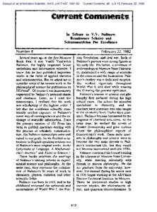 Essays of an Information Scientist, Vol:5, p, I Number  Current Contents, #8, p.5-15, February 22, 1982