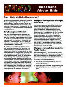 Center for Early Education and Development  Questions About Kids  Can I Help My Baby Remember?