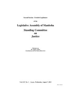 Second Session - Fortieth Legislature of the Legislative Assembly of Manitoba  Standing Committee