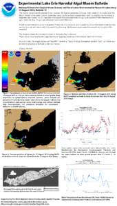 Experimental Lake Erie Harmful Algal Bloom Bulletin National Centers for Coastal Ocean Science and Great Lakes Environmental Research Laboratory 14 August 2014, Bulletin 13 The bloom moved slightly eastward from Sunday (