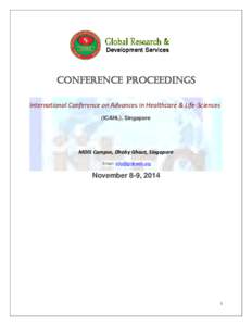Conference PROCEEDINGS International Conference on Advances in Healthcare & Life-Sciences (ICAHL), Singapore MDIS Campus, Dhoby Ghaut, Singapore Email: 