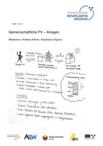 Seite 1 von 2  Gemeinschaftliche PV – Anlagen Moderation: Andreas Rothen, Novatlantis Argovia  Wichtigste Erkenntnisse: