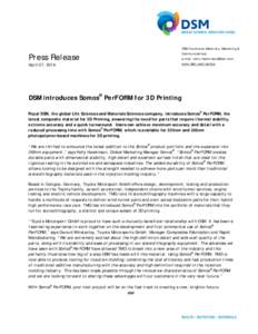 DSM Functional Materials, Marketing &  Press Release Communications