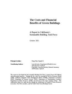 California’s Sustainable Building Task Force �TF�as become a State and national leader in advancing the understanding...