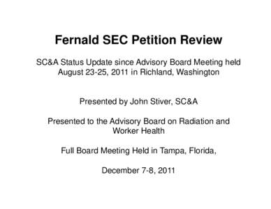 National Institute for Occupational Safety and Health / Nuclear fuels / Thorium / Fernald Feed Materials Production Center / Parts-per notation / Radiation dose reconstruction / Chemistry / Measurement / Occupational safety and health