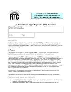 REGIONAL TRANSPORTATION COMMISSION OF SOUTHERN NEVADA Safety & Security Procedures 1st Amendment Right Requests - RTC Facilities Original Date: [removed]