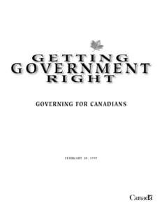 GOVERNING FOR CANADIANS  FEBRUARY 20, 1997 Treasury Board of Canada Secretariat