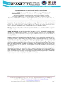 Agricultural Risk index for Chronic Kidney Disease of Unknown origin Jayasekara JMKB1, Dissanayake1 DM, Gunaratna MDN2, Ranasinghe P2, Thilakarathna S3 1 Department of Pathology, Faculty of Medicine, University of Perade