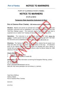 Microsoft Word - Notice to Mariners 011T ofTemporary Data Acquisition Instrument - CANCELLED.doc