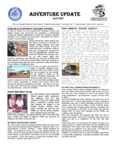 ADVENTURE UPDATE April 2007 This issue: Karijini EcoRetreat Chooses Gypsies * National Caravan Safaris * Upcoming Tours * Towing Training * Mystery Artist * and more! -----------------------------------------------------