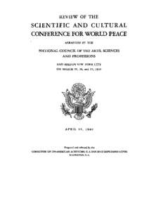 REVIEW OF THE  SCIENTIFIC AND CULTURAL CONFERENCE FOR WORLD PEACE ARRANGED BY THE