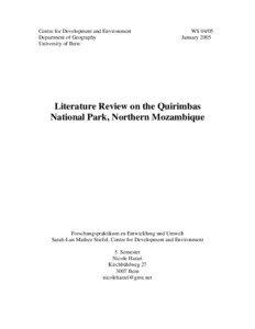 Environment / Geography of Mozambique / Quirimbas National Park / Conservation / Geography of Africa / World Wide Fund for Nature / National park / Ibo /  Mozambique / Quirimbas Islands / Cabo Delgado Province / Mozambique Channel