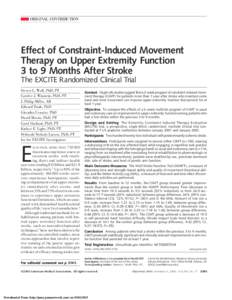 ORIGINAL CONTRIBUTION  Effect of Constraint-Induced Movement Therapy on Upper Extremity Function 3 to 9 Months After Stroke The EXCITE Randomized Clinical Trial