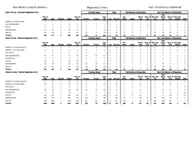 Magistrate Criminal  NEW MEXICO JUDICIAL BRANCH Catron County - Quemado Magistrate Court[removed]STATISTICAL ADDENDUM
